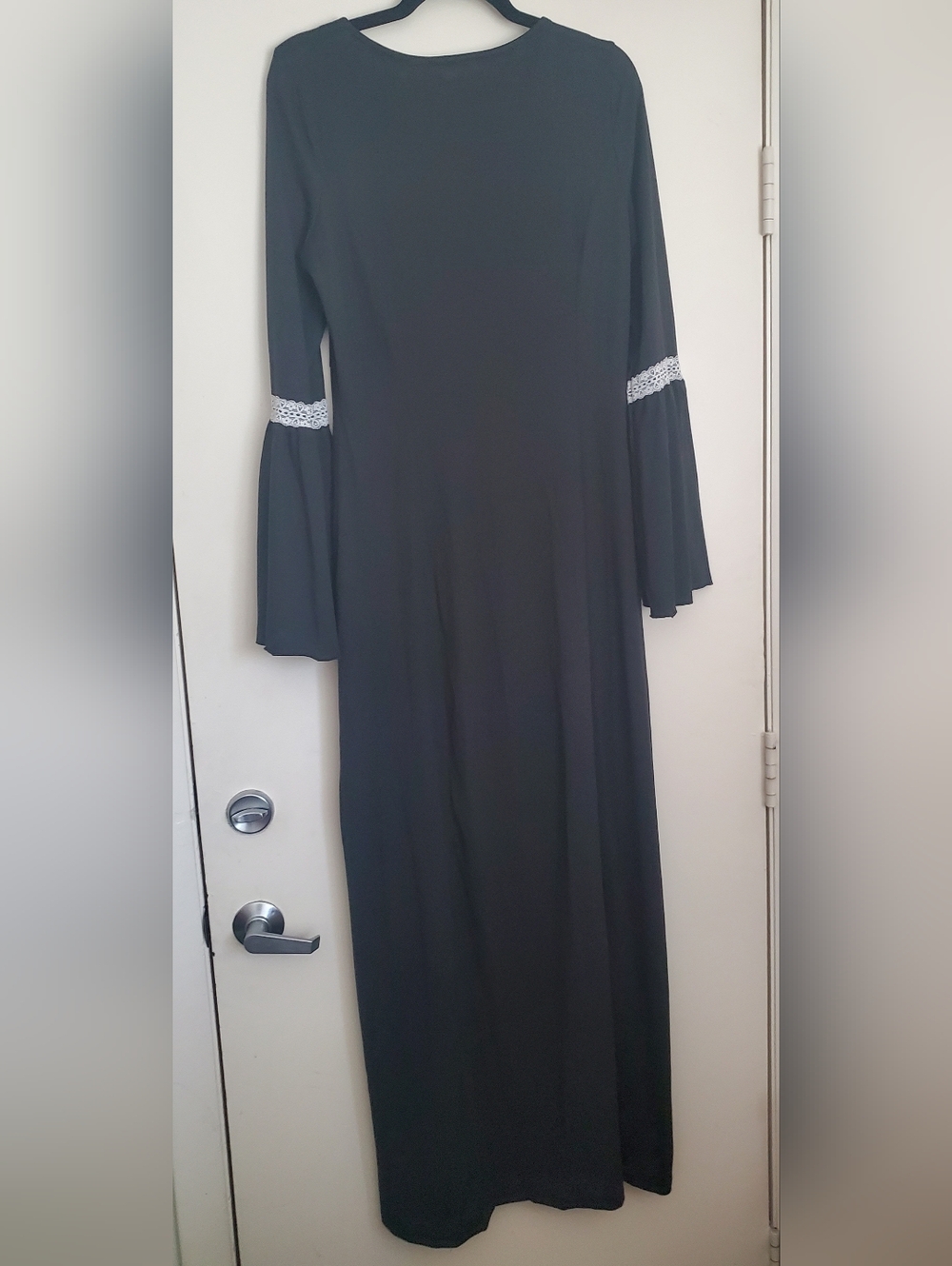Hot Topic's Black Maxi Dress with White Bell Sleeve Lace Trim - Picture 10 of 14